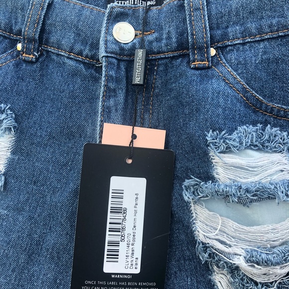 PRETTY LITTLE THING HotPants Ripped Denim Shorts 4 - Picture 6 of 8